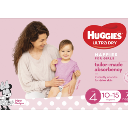 Photo of Huggies Ultra Dry For Girls 10- Size 4 Nappies 72 Pack