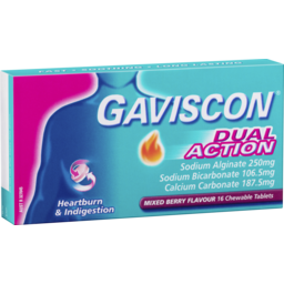 Photo of Gaviscon Dual Action Heartburn And Indigestion Relief Mixed Berry Flavour 16 Tablets 16.0x