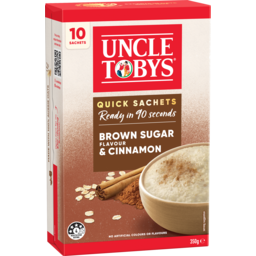 Photo of Uncle Tobys Rolled Oats Quick Sachets Brown Sugar & Cinnamon 10 Pack