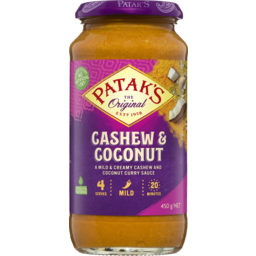 Photo of Pataks Cashew & Coconut Mild Simmer Sauce 450g