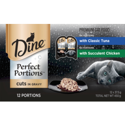 Photo of Dine Perfect Portions Wet Cat Food Tuna, Chicken Cuts In Gravy 6 Pack (12x37.5g) Trays