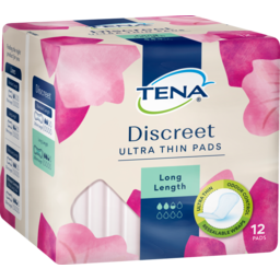 Photo of Tena Discreet Ultra Thin Pads Long Length 12 Pack 
