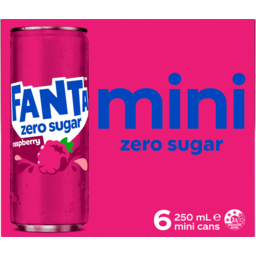 Photo of Fanta Raspberry Zero Sugar Soft Drink Mini Can 6 X 250ml 