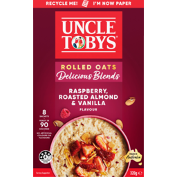 Photo of Uncle Tobys Delicious Blends Raspberry Almond & Vanilla Flavour Rolled Oats Sachets 8 Pack 320g