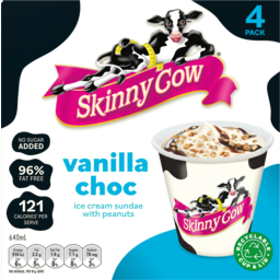 Photo of Skinny Cow Vanilla Choc Ice Cream Sundaes With Peanuts 4 Pack 640ml