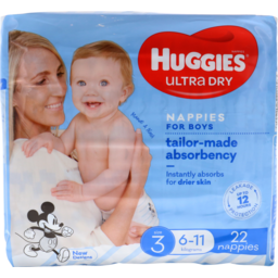 Photo of Huggies Ultra Dry Nappies Boy Size 3 (6-11kg) 22 Pack 