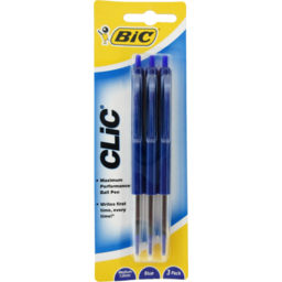 Photo of Bic Clic Blue Medium Point Retractable Pens 3 Pack