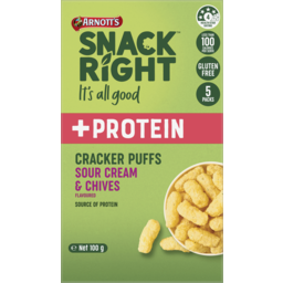 Photo of Arnotts Snack Right & Protein Sour Cream & Chives Cracker Puffs 5 Pack 100g