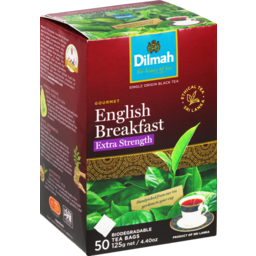 Photo of Dilmah Black Specialty Tea Gourmet English Breakfast Extra Strength Tagless 50 Teabags 125 Grams 
