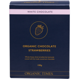 Photo of ORGANIC TIMES Org White Choc Strawberries