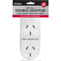 Photo of Power Double Adaptor Vertical With Surge Protection Single Pack
