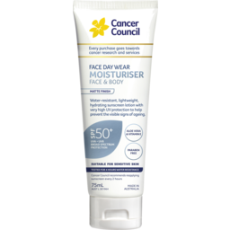 Photo of Cancer Council Face Day Wear Moisturiser Face & Body Matte Finish Spf50+ 4hr Water Resistant 75ml