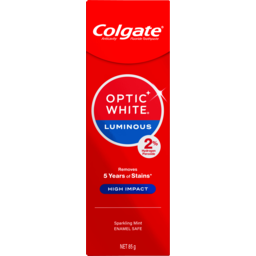 Photo of Colgate Optic White High Impact White Teeth Whitening Toothpaste with Hydrogen Peroxide 85g