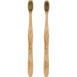 Photo of Colgate Bamboo Charcoal Manual Toothbrush, Value 2 Pack, Medium Bristles, 100% Biodegradable Bamboo Handle, Bpa Free 