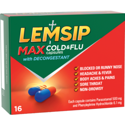 Photo of Lemsip Max Cold & Flu Caps Decongestant 16 Pack