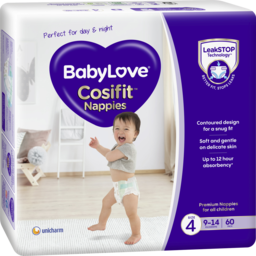Photo of Babylove Cosifit Size 4 Jumbo Toddler Nappies 60 Pack