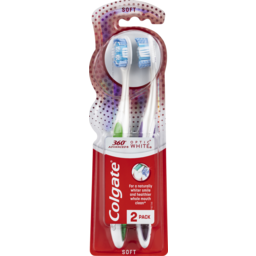 Photo of Colgate 360° Advanced Optic White Whitening Toothbrush, Value 2 Pack, Soft Bristles 