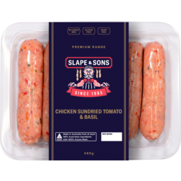 Photo of Slape & Sons Premium Range Chicken, Sundried Tomato & Basil Sausages