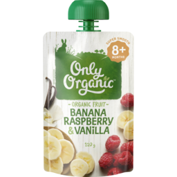 Photo of Only Organic Baby Fruit Banana, Raspberry & Vanilla 9+ Months 120g