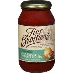 Photo of Five Brothers Pasta Sauce Oven Roasted Garlic & Onion 500g