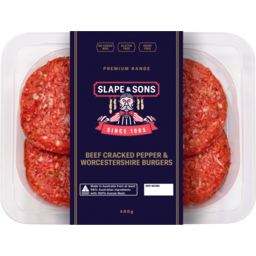 Photo of Slape & Sons Premium Range Beef Cracked Pepper & Worcestershire Burgers 480g