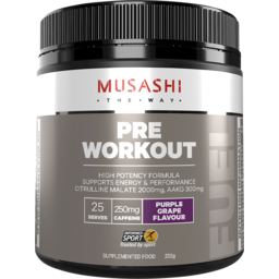 Photo of Musashi Pre Workout Powder Grape 225g
