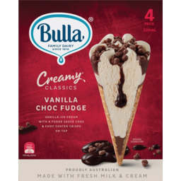 Photo of Bulla Ice Cream Creamy Classic Vanilla Fudge 4pk