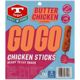 Photo of Tegel Free Range Gogo Chicken Sticks Butter Chicken 3 Pack