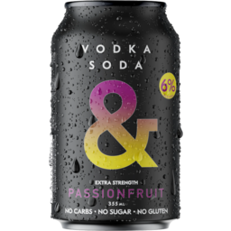 Photo of Ampersand Vodka & Soda Passionfruit 6% Can 355ml 4pk