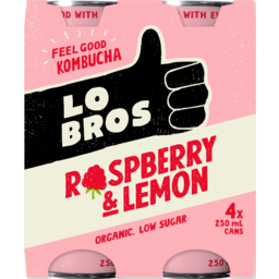Photo of Lo Bros Organic Kombucha Raspberry & Lemon Sparkling Live Cultured Drink