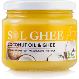 Photo of SOL GHEE:SOL Grass Fed Ghee Coconut Oil 275g