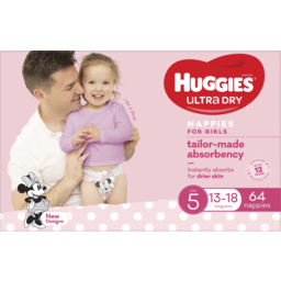 Photo of Huggies Ultra Dry Nappies For Girls 13- Size 5 64 Pack
