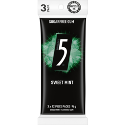 Photo of Wrigleys 5 Gum Sweet Mint Flavoured Sugarfree 3 Pack 96g
