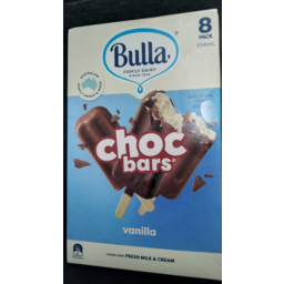 Photo of Bulla Ice Cream Bar Choc Vanilla 8pk