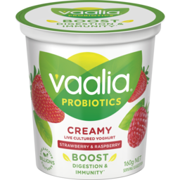Photo of Vaalia Probiotic Yoghurt Strawberry & Raspberry 160g