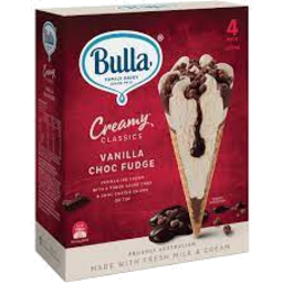 Photo of Bulla Ice Cream Creamy Classic Vanilla Choc Fudge 4s