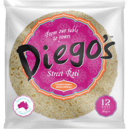 Photo of Diegos Traditional Wholemeal Street Roti 12 Pack 360g