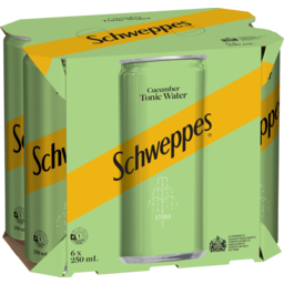 Photo of Schweppes Cucumber Tonic Water Multipack 250ml Cans 6 Pack