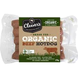 Photo of Cleaver's Organic Beef Hotdogs 275g