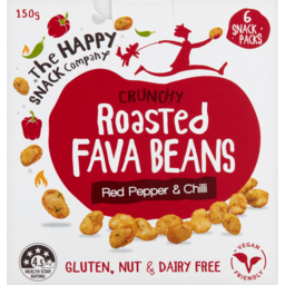 Photo of The Happy Snack Company Crunchy Roasted Fav-Va Beans Red Pepper & Chilli 6 Pack 150g