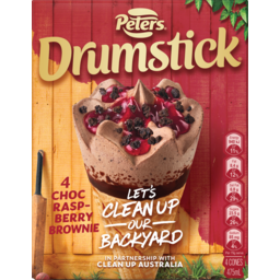 Photo of Peters Drumstick Choc Raspberry Brownie Ice Cream 4 Pack