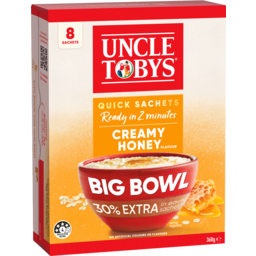 Photo of Uncle Tobys Oats Quick Big Bowl Creamy Honey 8pk