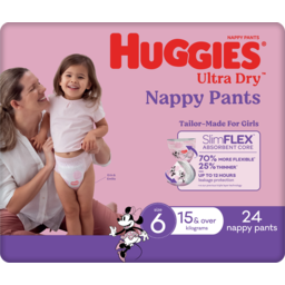 Photo of Huggies Ultra Dry Nappy Pants For Girls & Over Size 6 24 Pack