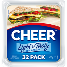 Photo of Cheer Light N Tasty 25% Less Fat Cheese Slices 32 Pack