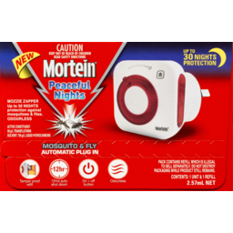 Photo of Mortein Peaceful Nights Mosquito & Fly Odourless Pest Control Automatic Plug In Unit & Refill