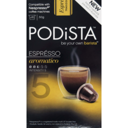 Photo of Podista Espresso Aromatico Coffee Pods 10 Pack 50g