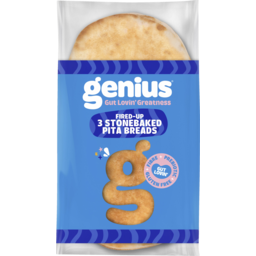 Photo of Genius Gluten Free Stoned Baked Pita Breads 3 Pack 186g