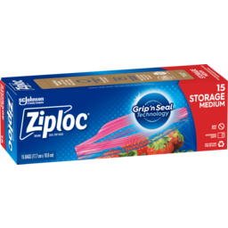 Photo of Ziploc® Storage Bags Medium Resealable Food Storage 15 Pack 15.0x1