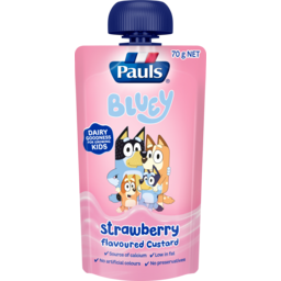 Photo of Pauls Kids Custard Pouch Bluey Strawberry 70g