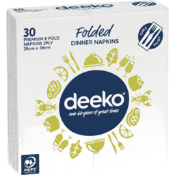 Photo of Deeko 2 Ply Folded Dinner Napkins 30 Pack 